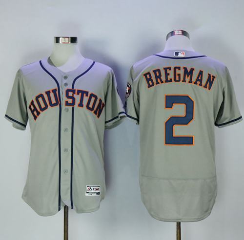Astros #2 Alex Bregman Grey Flexbase Authentic Collection Stitched MLB Jersey - Click Image to Close